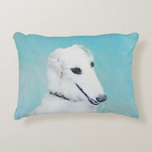 Borzoi (weiß) Malerei - Niedliche Original Hundek Zierkissen