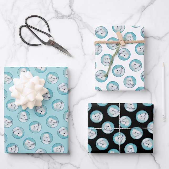 Borzoi White Painting Russian Wolfhound Dog Art Geschenkpapier Set (Vorderseite)