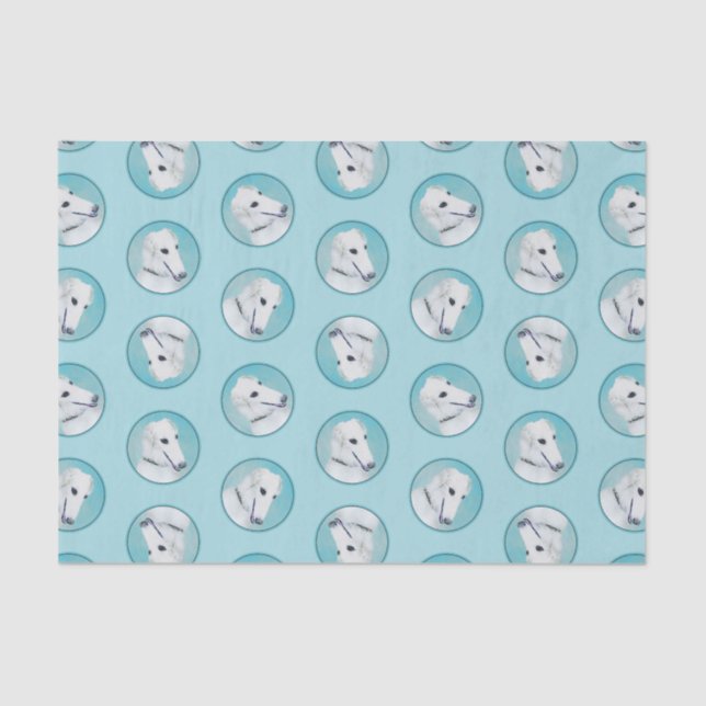 Borzoi White Painting Russian Wolfhound Dog Art Seidenpapier (Vorderseite)