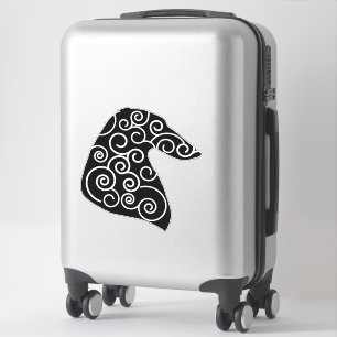 Borzoi-Wirbel-Porträt Die-Cut-Vinyl-Aufkleber Aufkleber