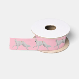 Borzoirussisches Wolfhound-laufender Satinband