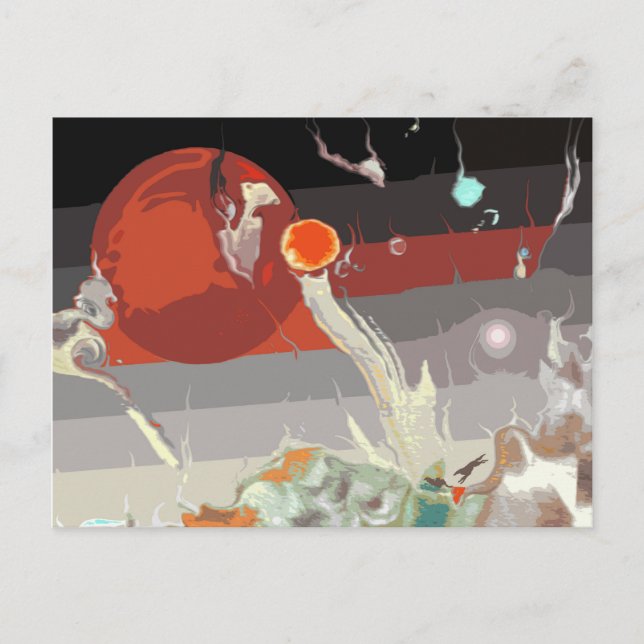 Borzois läuft in fantastischer Landschaft Postkarte (Vorderseite)