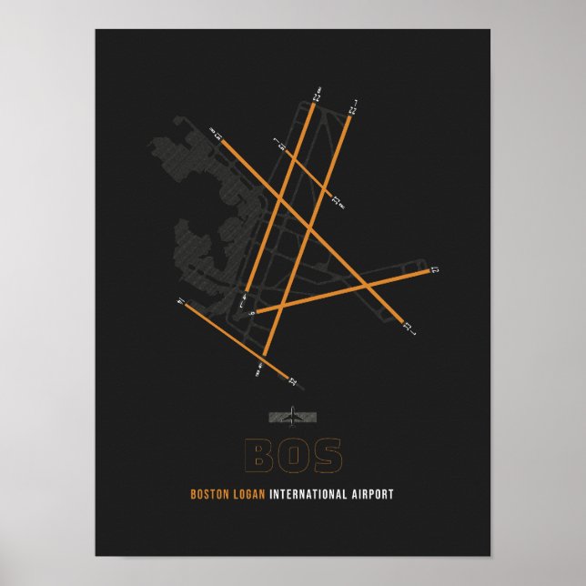 BOS - Boston Airport Diagramm Poster (Vorne)