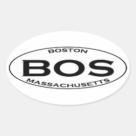 BOS - Boston Massachusetts Oval Logo Ovaler Aufkleber