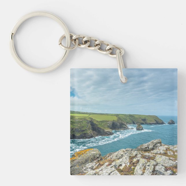 Boscastle an der Atlantikküste von Cornwall, Großb Schlüsselanhänger (Vorderseite)