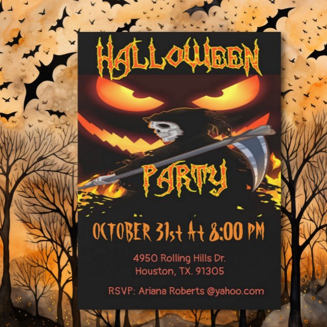 Böse Augen und grimmiges Sensenmann Halloween-Part Einladung (Von Creator hochgeladen)