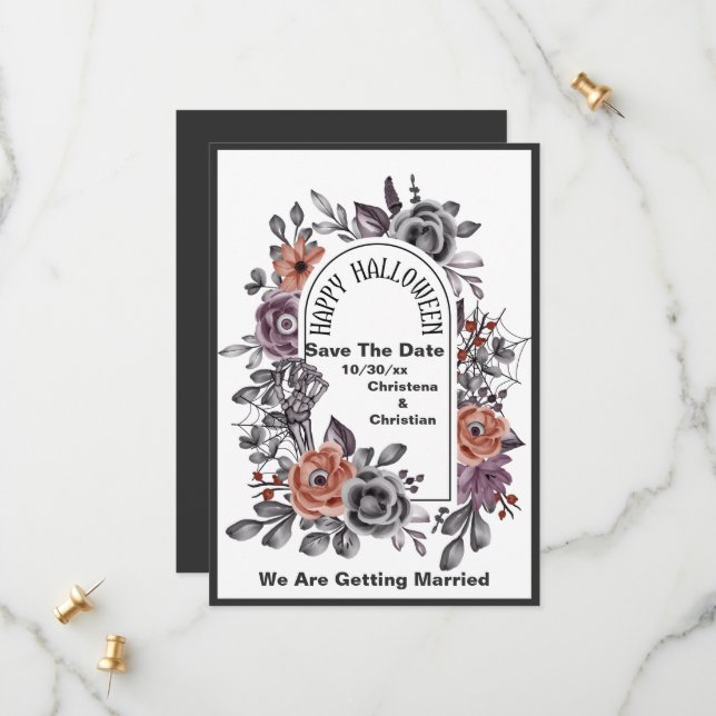 Böse Blume alle sehen Halloween Save the Date (Vorderseite/Rückseite Beispiel)