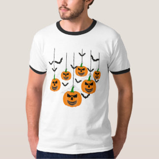 Böse Halloween-Kürbislaternen mit Fledermausmuster T-Shirt