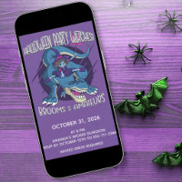 Böse Hexe auf T-Rex Illustration Halloween-Party