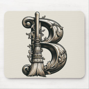 Böse Hexe Witchy Besen Buchstabe B Benutzerdefinie Mousepad