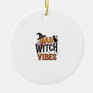 Böse Hexen Vibes Vintage Halloween-Shirt-Design_1 Keramik Ornament