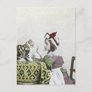 Böse Kitty viktorianische Teeparty Vintage kleines Einladungspostkarte