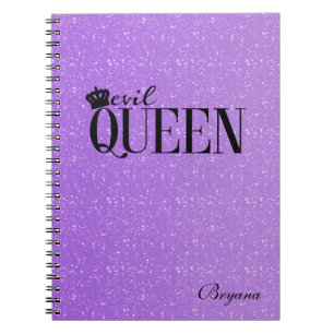 BÖSE KÖNIGIN Lila Glitter Glam Notizbuch Tagebuch