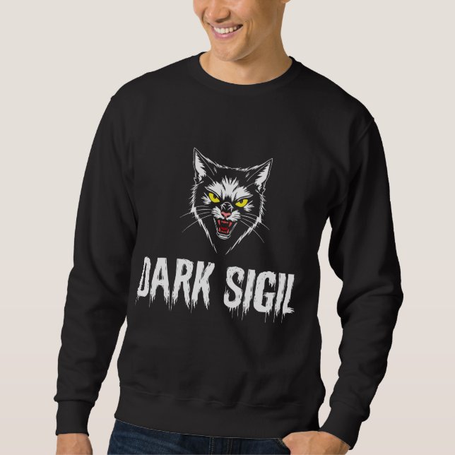 Böse schwarze Katze, dunkles Sigil, gothischer Met Sweatshirt (Vorderseite)