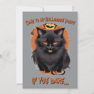 Böse schwarze Katze Halloween-Party-Einladung Einladung