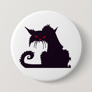 Böse schwarze Katzensilhouette mit roten Augen Button