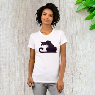 Böse schwarze Katzensilhouette mit roten Augen T-Shirt