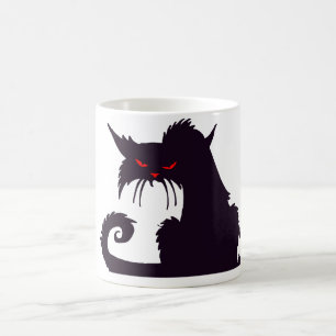 Böse schwarze Katzensilhouette mit roten Augen Tasse