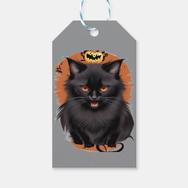 Böse Schwarzkatzen-Tags Geschenkanhänger (Vorderseite)