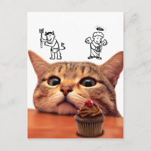 Böse und Engel über Kopf Postkarte