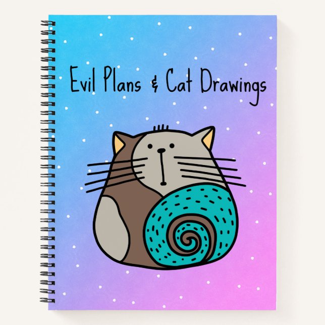 Bösen Pläne & Katzen-Zeichnungs-Notebook Notizbuch (Vorderseite)
