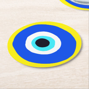 Böser Augenschütze vor dem bösen Lucky-Arm Runder Pappuntersetzer