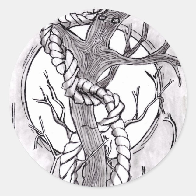 böser Baum Runder Aufkleber (Vorderseite)