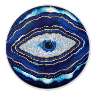 Böser Blick Blau Achat Geode Digitale Kunst Keramikknauf