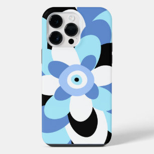 Böser Blick Blumen Softblau Griechisches Amulett Ä iPhone 14 Pro Max Hülle