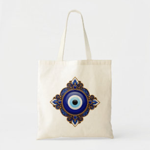 Böser Blick Design in Blau Tragetasche
