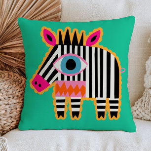 Böser Blick Gestreiftes Zebra Bold Maximalist Quir Kissen