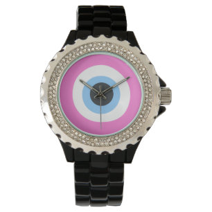 böser Blick rosa Armbanduhr