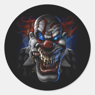 Böser Clown Gesicht Runder Aufkleber