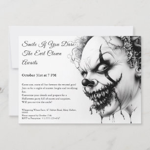 Böser Clown Halloween-Einladung – Böse Grinsen Einladung