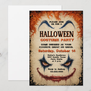 Böser Clown Halloween-Kostüm-Party Gruselig Süß Einladung