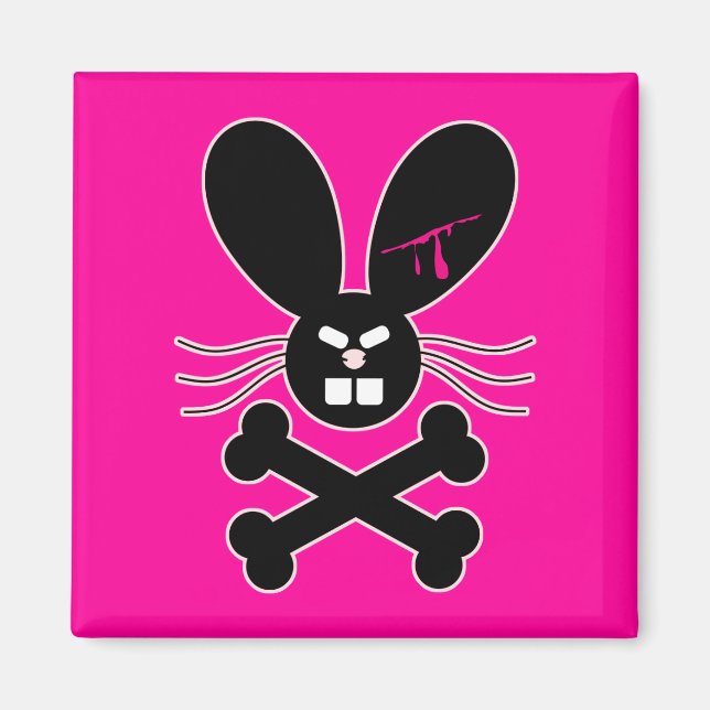 Böser Emo-Hasen-Totenkopf Magnet (Vorne)