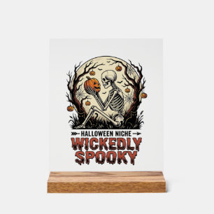 Böser Halloween-Skelett-Vintage-Stich-Design Acrylschild