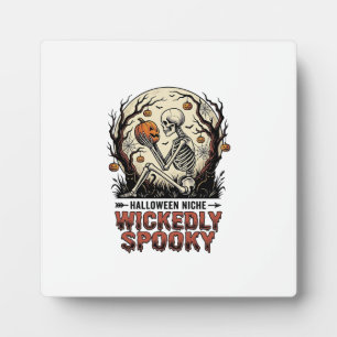 Böser Halloween-Skelett-Vintage-Stich-Design Fotoplatte