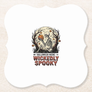 Böser Halloween-Skelett-Vintage-Stich-Design Untersetzer