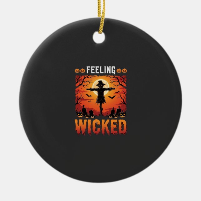 Böser Halloween-Vogelscheuchendesign_1 Keramik Ornament (Vorne)