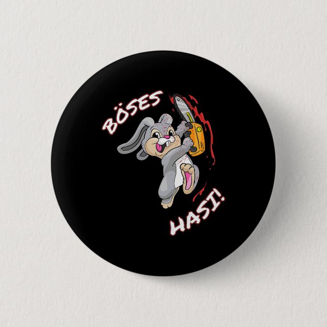 Böser Hasi-Shirt Osterhase Halloween Karneval  Button (Vorderseite)