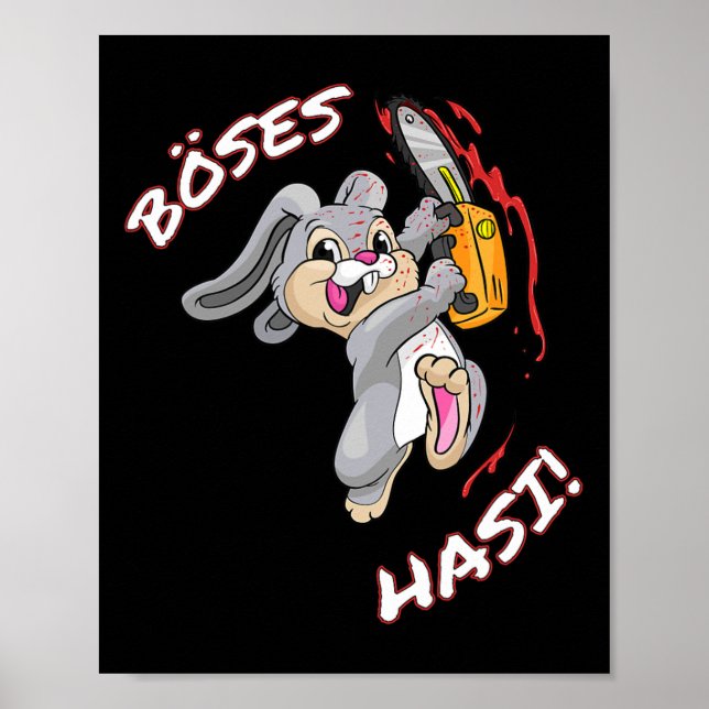 Böser Hasi-Shirt Osterhase Halloween Karneval  Poster (Vorne)