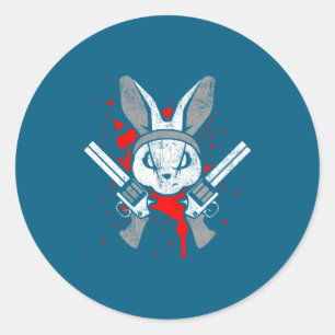 Böser Horror-Hase Lustiger Hase Sagt Ostergeschenk Runder Aufkleber
