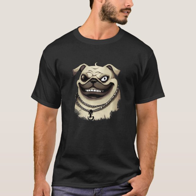 Böser Hund Pug Halloween 1 T-Shirt (Vorderseite)