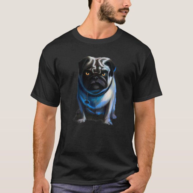 Böser Hund Pug Halloween T-Shirt (Vorderseite)
