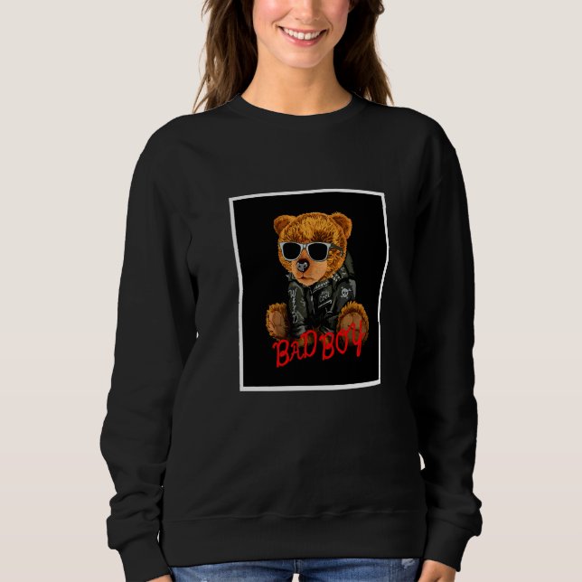 Böser Junge Teddybär-Illustration Grafikstil Sweatshirt (Vorderseite)