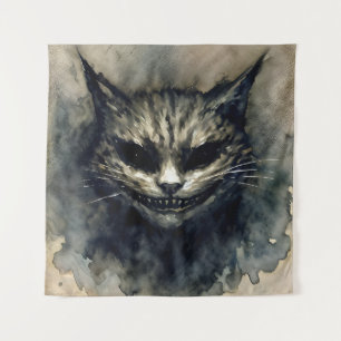 Böser Kater lächelt Wasserfarben-Kunstwerk Wandteppich