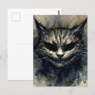 Böser Kater lächelt Wasserfarbenkunst Postkarte