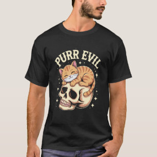 Böser Katzen-Schädel-Design, süßer gothischer Catc T-Shirt
