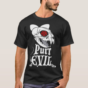 Böser Katzen-Skelett-Goth-Pentagramm-Okkult-Hallo T-Shirt